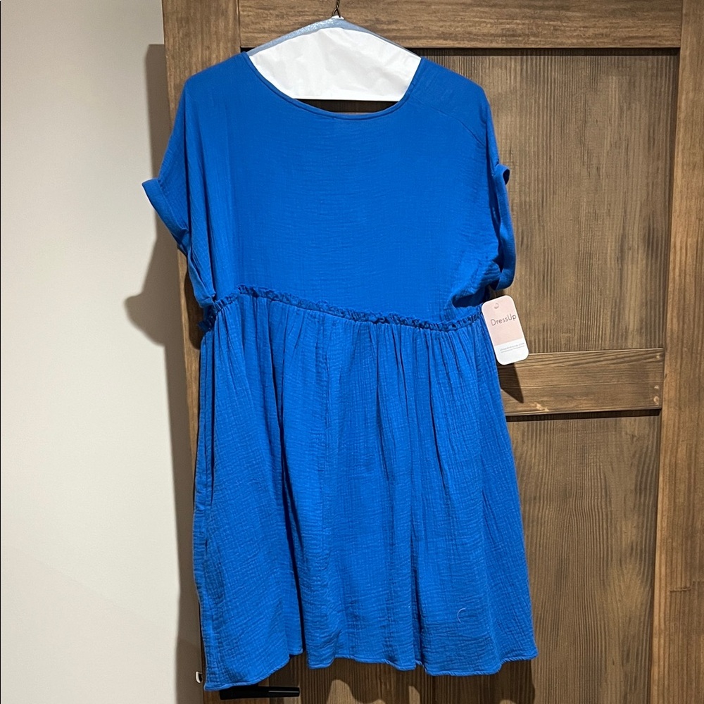Blue Button-Down Mini Dress - Picture 4 of 4